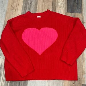 a new day Red Sweater with Pink Heart